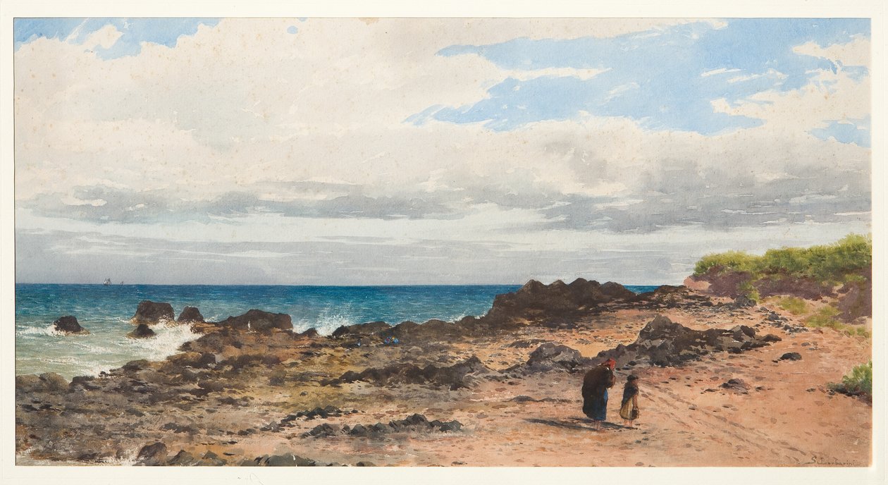 Landskap (akvarell) av Silvestro Barberini