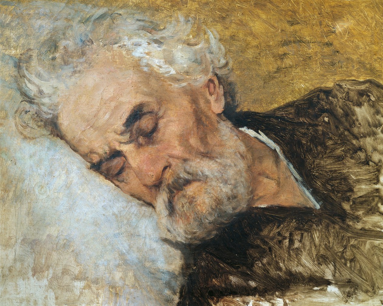 Giuseppe Mazzini døende, av Silvestro Lega (1826-1895) av Silvestro Lega