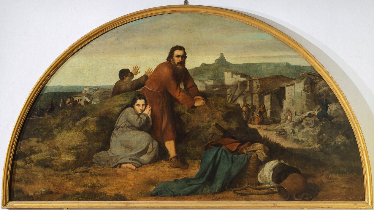 Lunett av jordskjelv, av Silvestro Lega (1826-1895), Canton Oratory, Modigliana, Emilia Romagna av Silvestro Lega