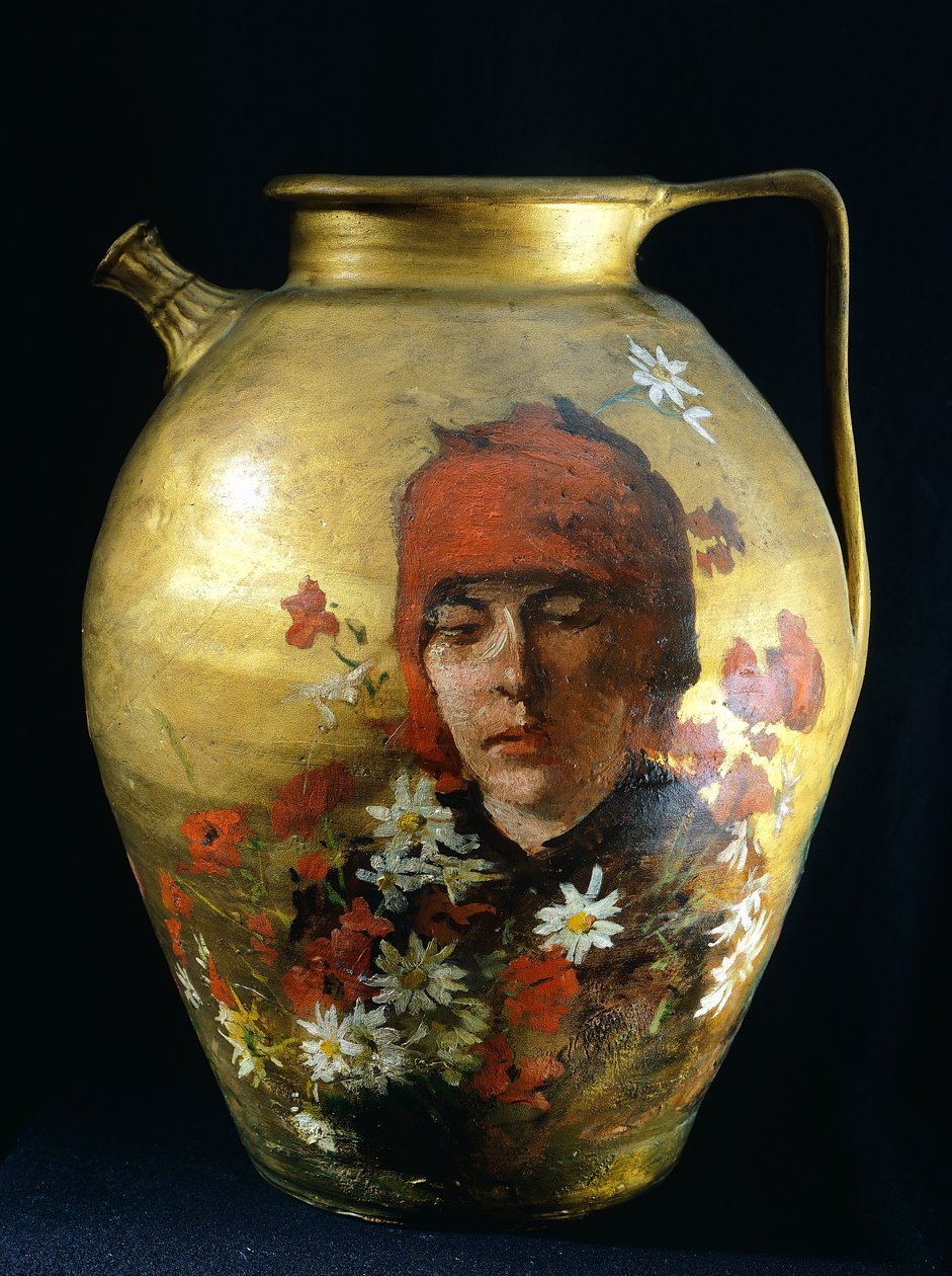 Mugge med kvinnefigur, av Silvestro Lega (1826-1895) av Silvestro Lega