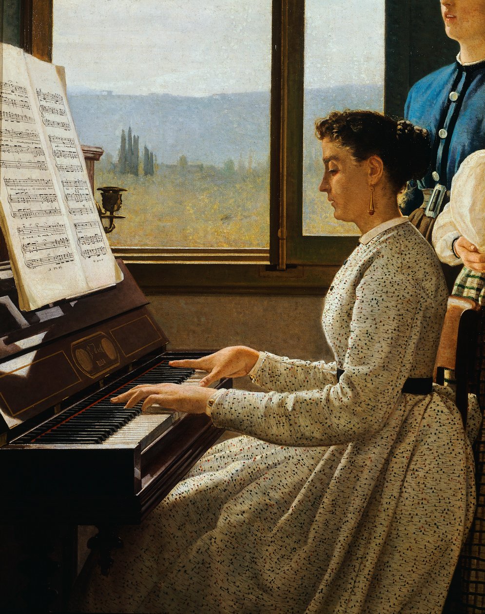 Stærens sang, av Silvestro Lega (1826-1895), olje på lerret, detalj av Silvestro Lega