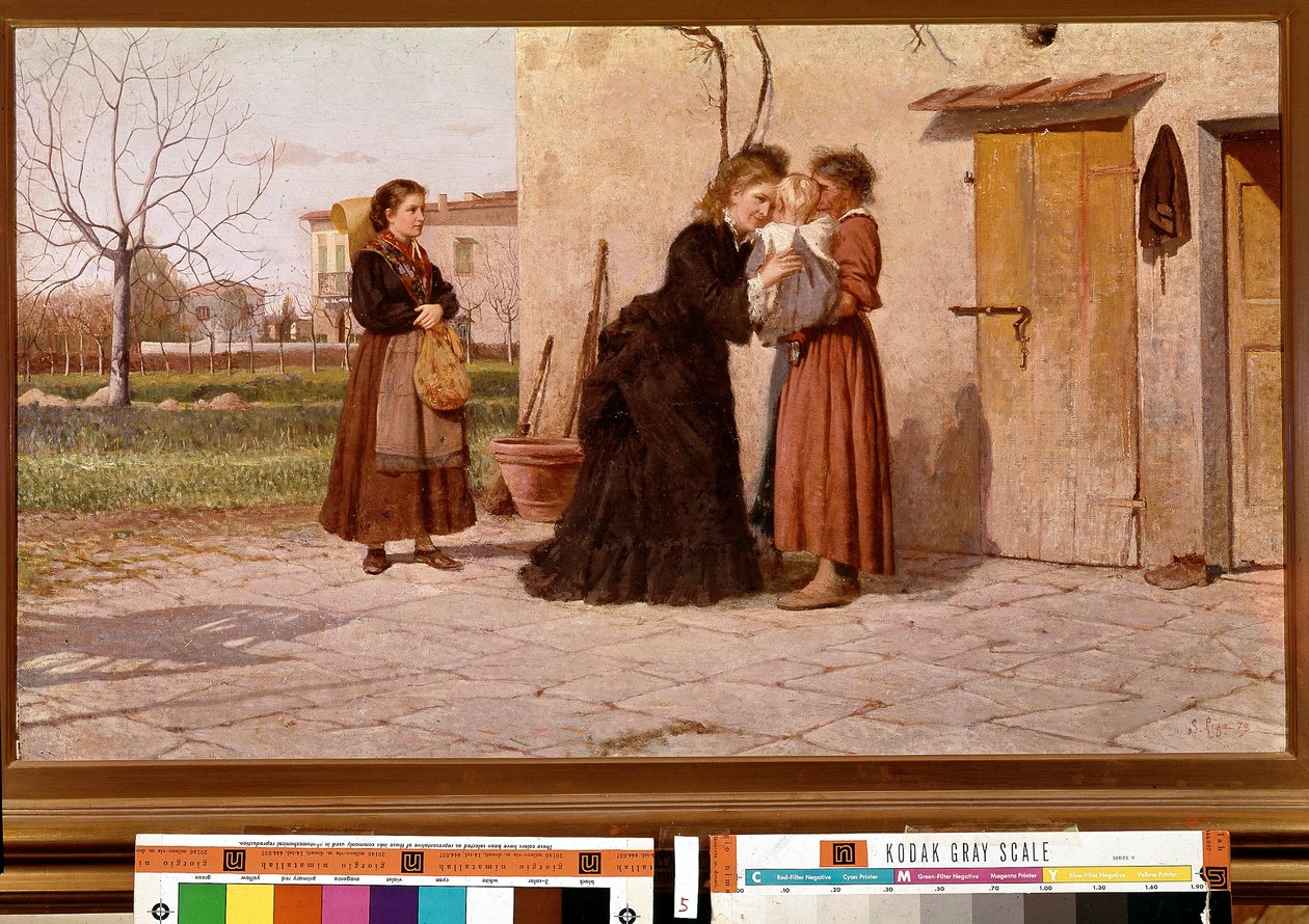 Besøket til sykepleieren (olje på lerret av Silvestro Lega