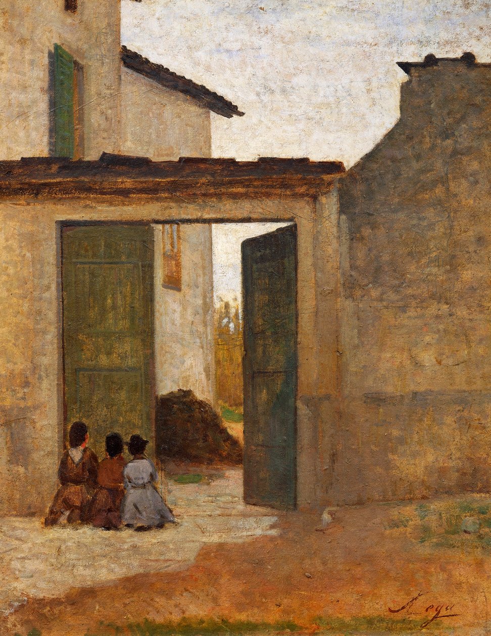 Viaticum, ca 1864, av Silvestro Lega (1826-1895), olje på papp, 315x394 cm av Silvestro Lega