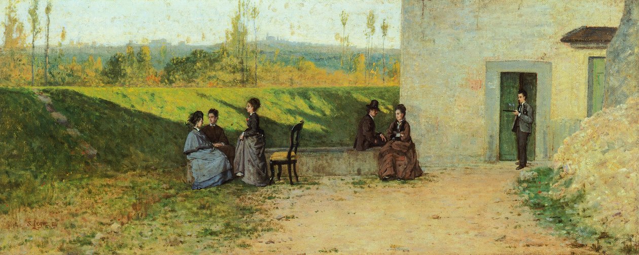 Besøk til villa av Silvestro Lega