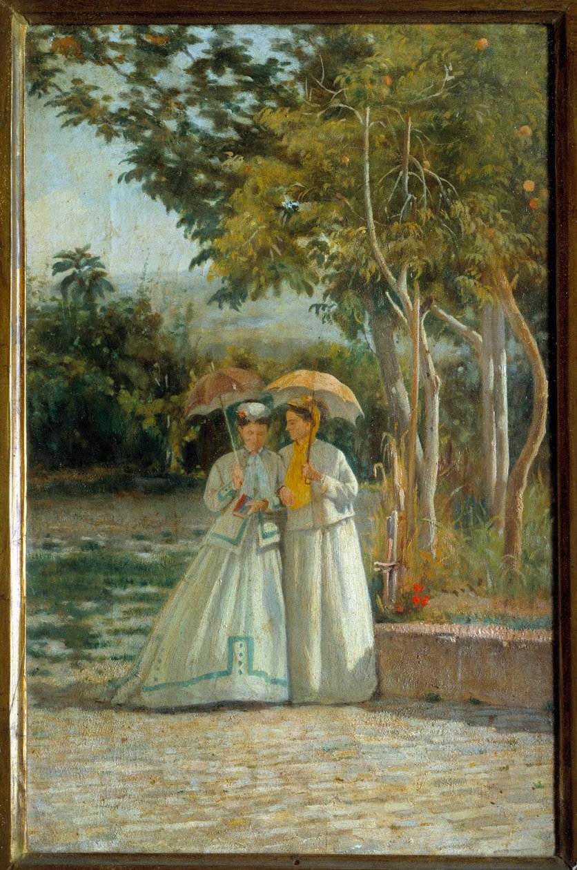 Walk in the Garden-maleri av Silvestro Lega (18126-1895) Firenze fra 1800-tallet, museum for moderne kunst av Silvestro Lega