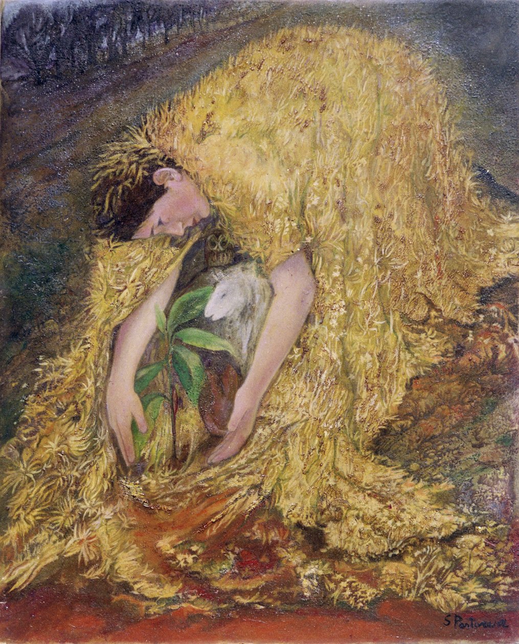 The Gardener, 2002 (olje på gessoed panel) av Silvia Pastore