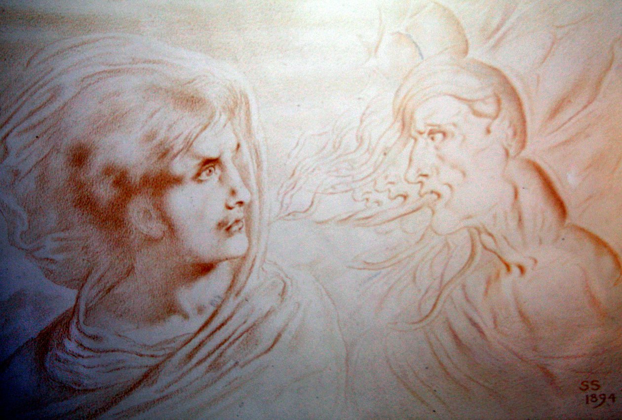 Future Thoughts, 1894 (kritt på papir) av Simeon Solomon