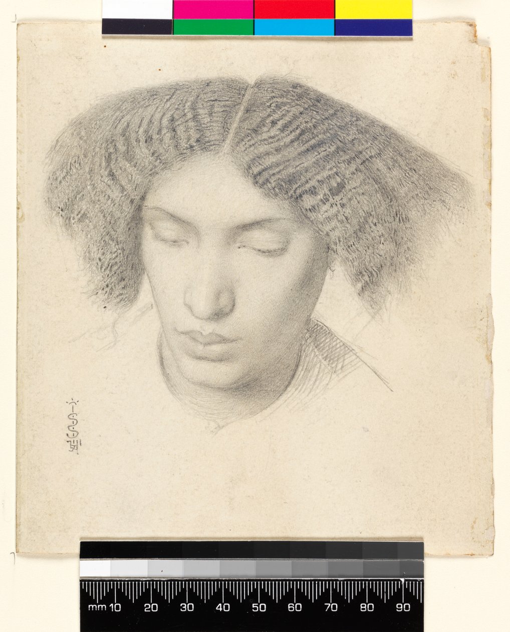 Portrett av fru Fanny Chn, 1859 (grafitt på papir) av Simeon Solomon