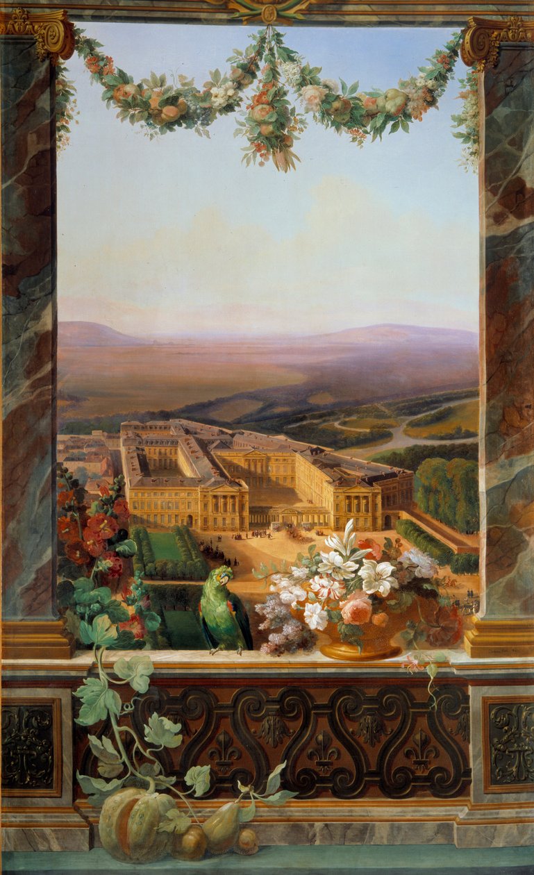 Utsikt over slottet i Compiegne Maleri av Simeon Fort (1793-1861) Fontainebleau slottsmuseum fra 1800-tallet av Simeon Fort