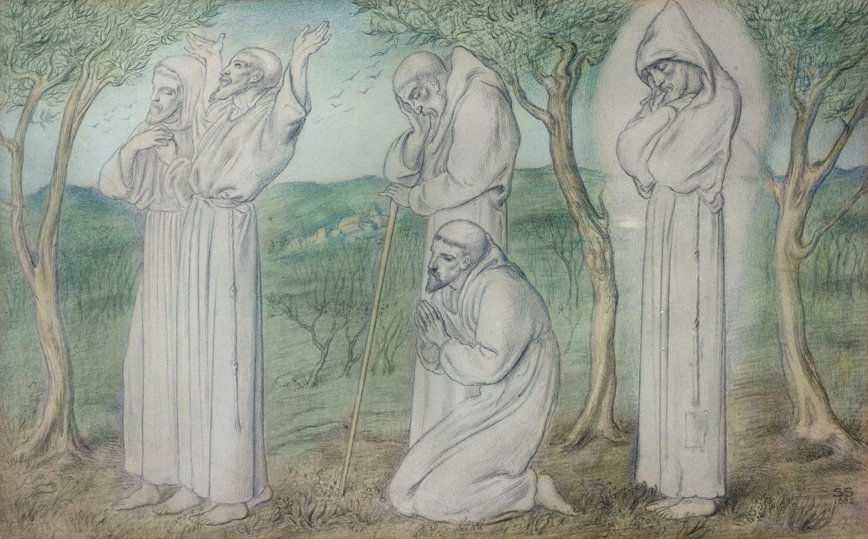 En gruppe fransiskanerbrødre av Simeon Solomon