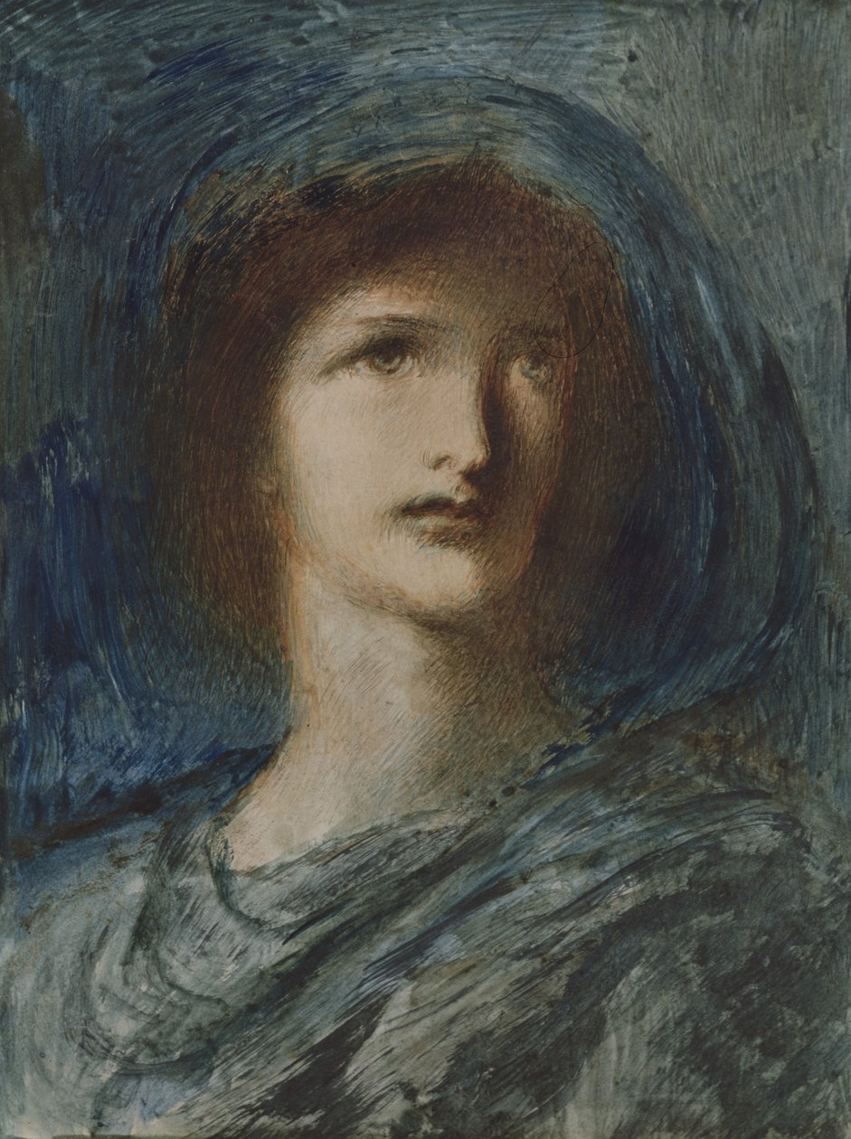 Hodet til en ung jente (wc, penn og blekk på papir) av Simeon Solomon