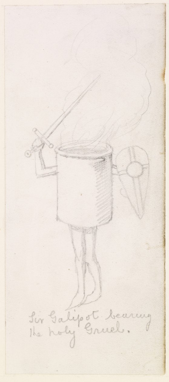 Sir Galipot som bærer den hellige vellingen, ca. 1855-59 (blyant på papir) av Simeon Solomon
