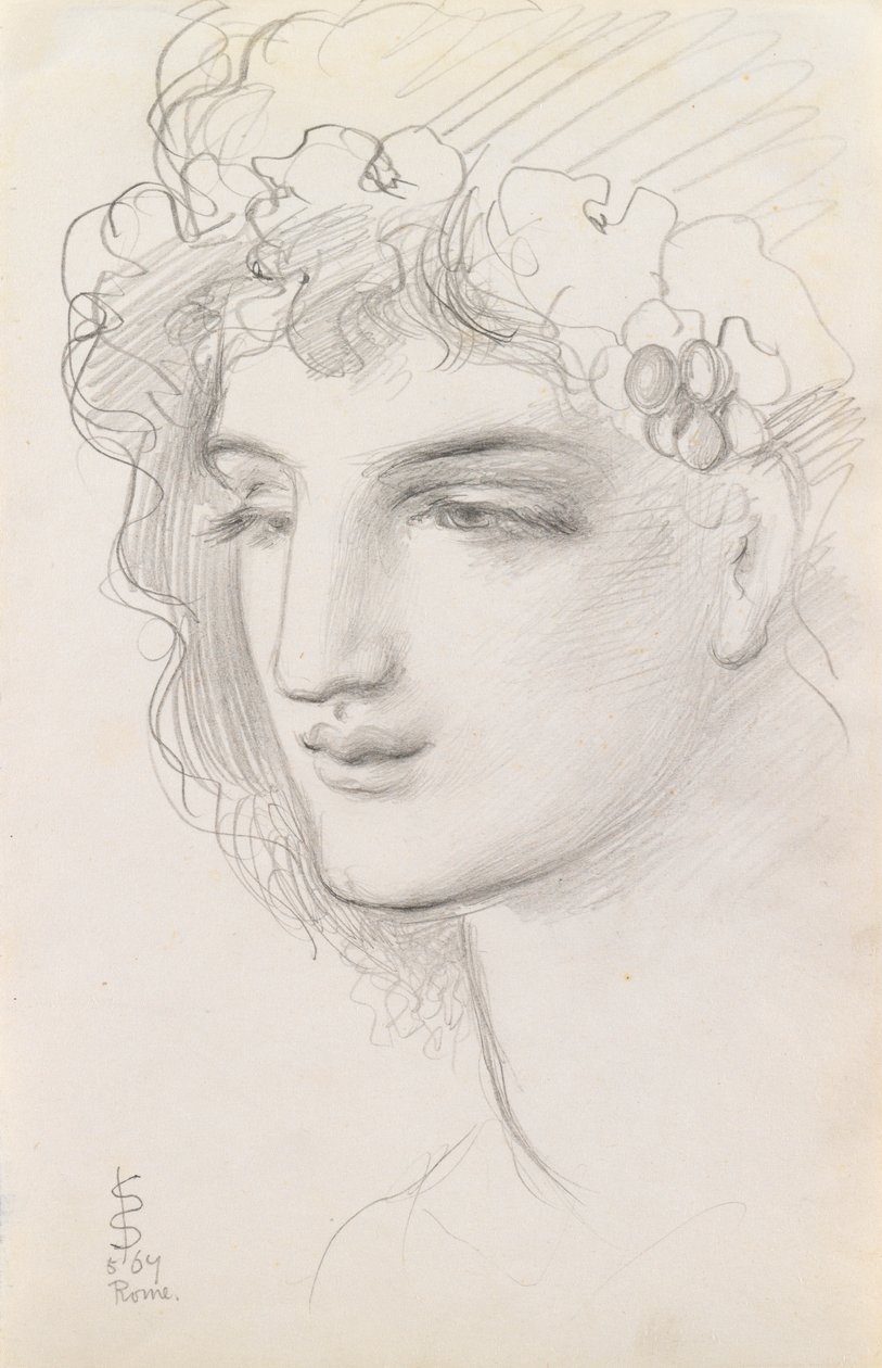 Studie av et kransert hode, 1867 av Simeon Solomon