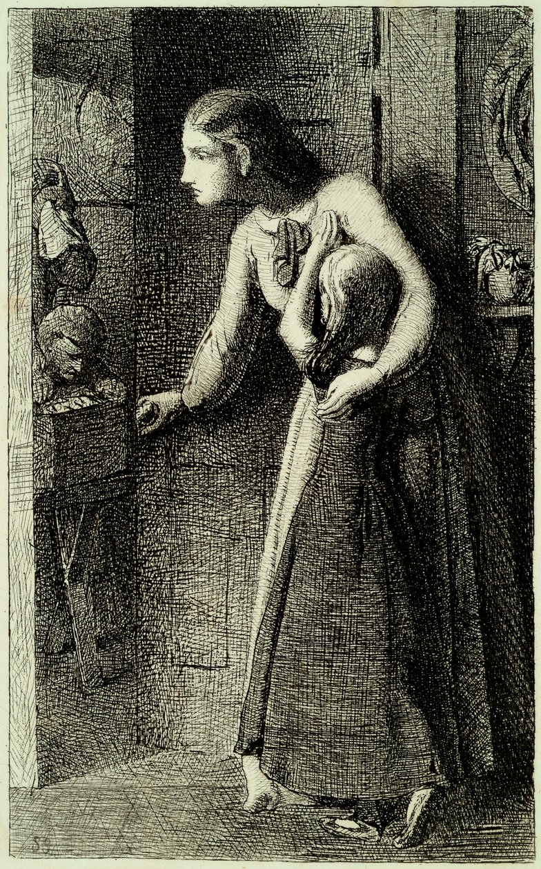 The Haunted House, ca. 1858 (etsing trykt på lagt indisk papir) av Simeon Solomon