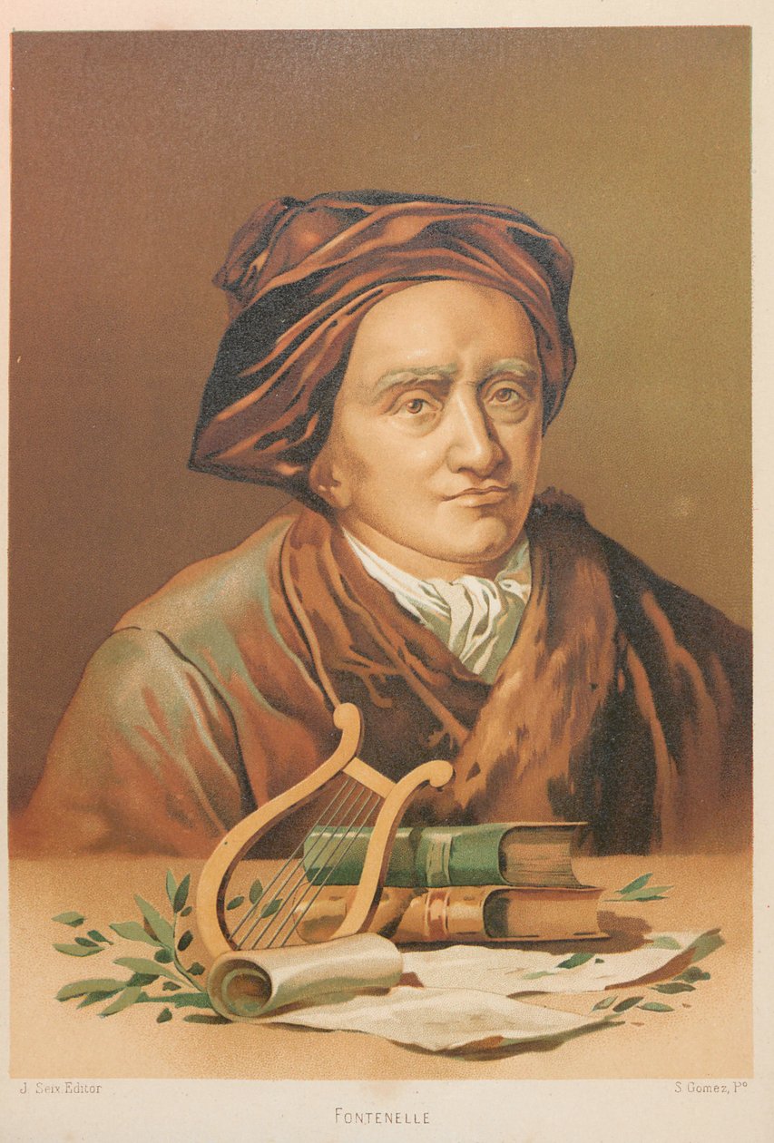 Portrett av Bernard le Bovier de Fontenelle 1657-1757, 1879. av Simón Gómez