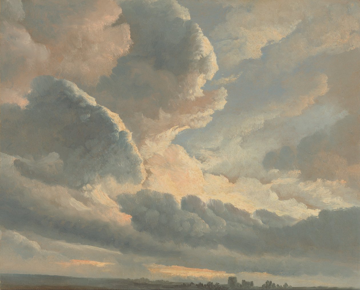 Studie av skyer med solnedgang nær Roma av Simon Alexandre Clément Denis