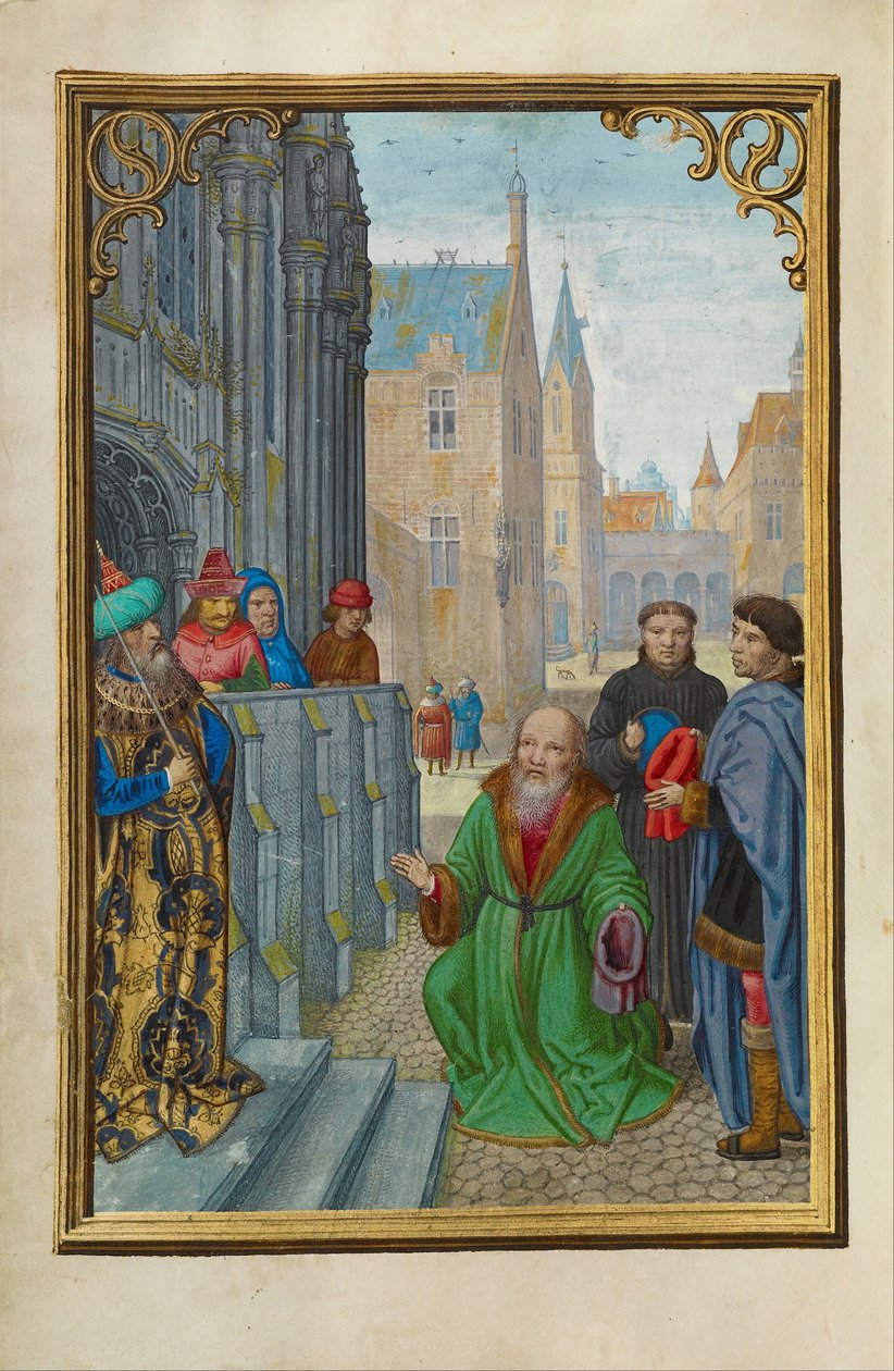 Joseph av Arimathea før Pilatus av Simon Bening