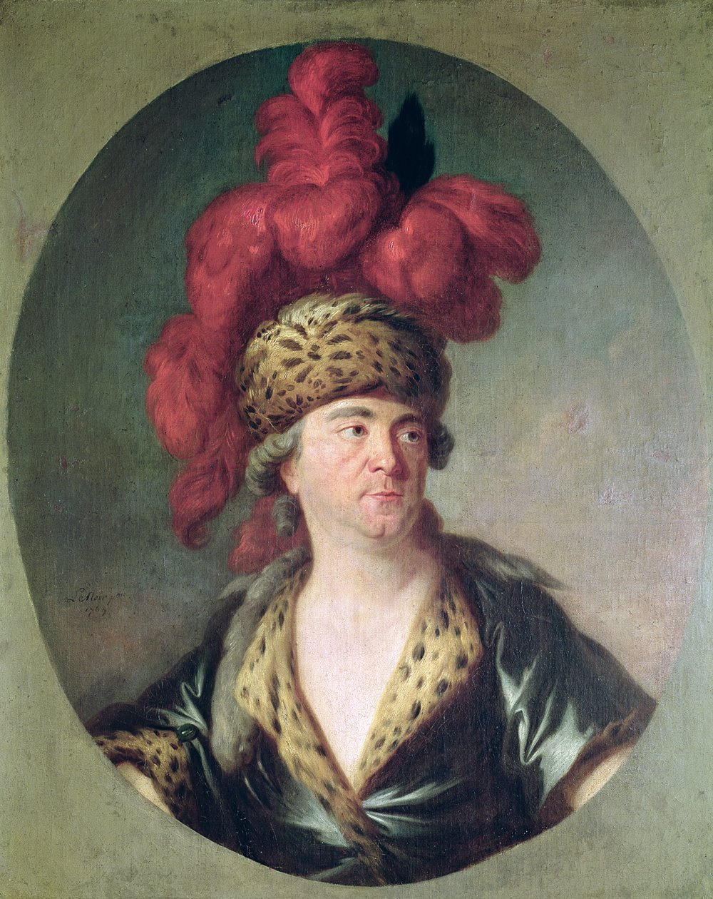 Skuespilleren Lekain (1728-78) i rollen som Genghis Khan, i Operaen 