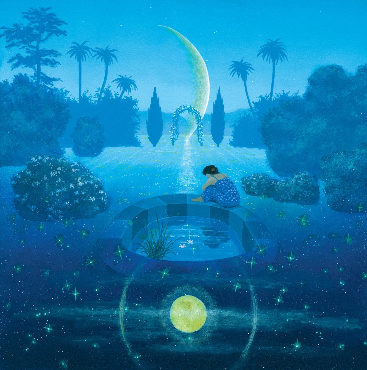 Garden of Dreams (akryl på lerret) av Simon Cook