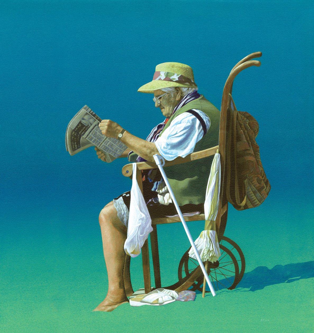 On The Beach (akryl på lerret) av Simon Cook