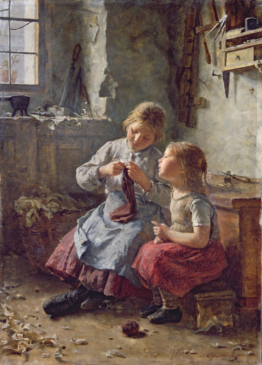 Strikking, 1891 av Simon Glucklich