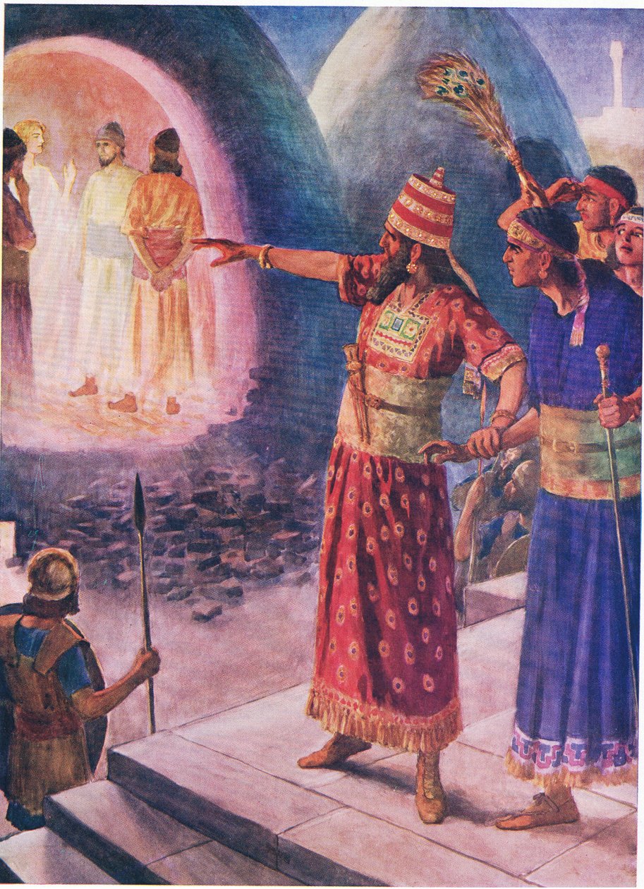 Den brennende ovnen, fra The Bible Picture Book utgitt av Thomas Nelson, ca. 1950 av Simon Harmon Vedder
