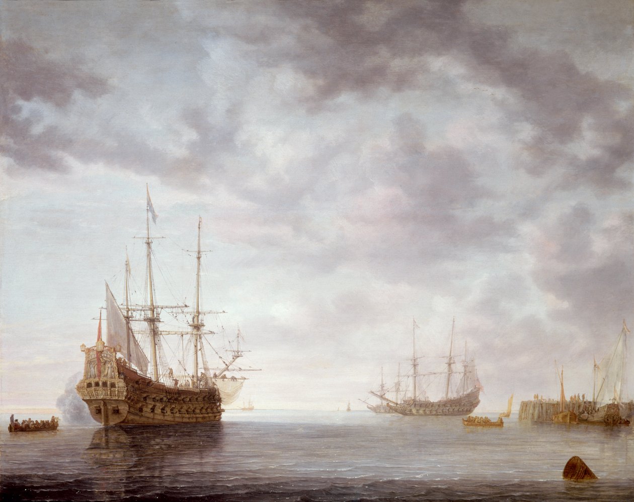 Dutch Men-o-war for anker, ca. 1650 av Simon de Vlieger