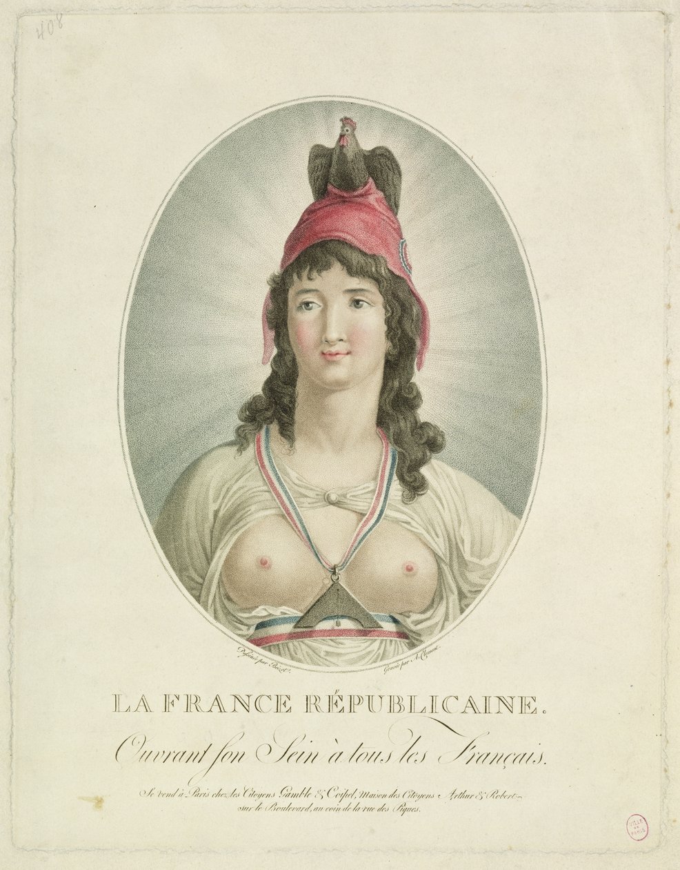 Den franske republikaneren, gravert av A. Clement av Louis Simon Boizot