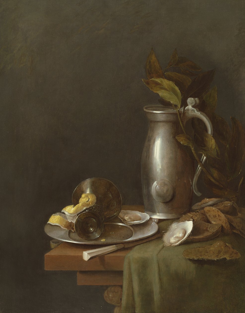 En kanne og tallerken i tinn, 1600-tallet av Simon Luttichuys