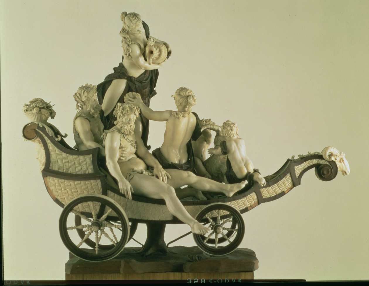 Vogn med Silenus, elfenbensskulptur, München, andre kvartal av 1700-tallet (elfenben og tre) av Simon Troger