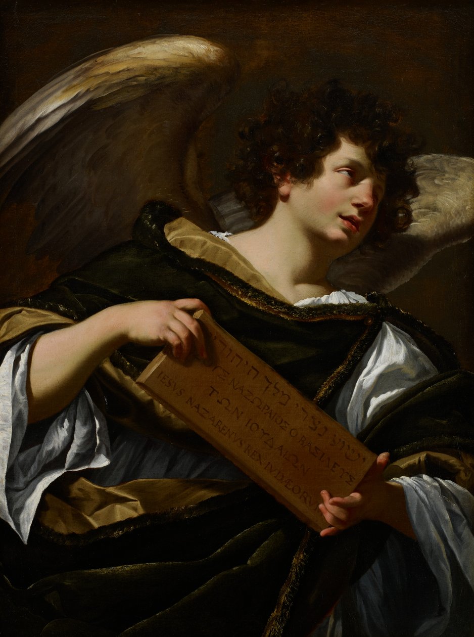 Engler med lidenskapens attributter, overskriften fra korset, ca. 1624 av Simon Vouet