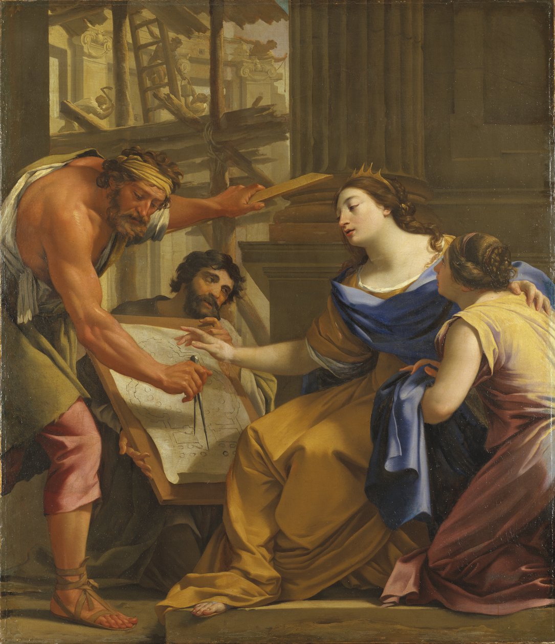 Artemisia bygger mausolaeet, ca. 1640 av Simon Vouet