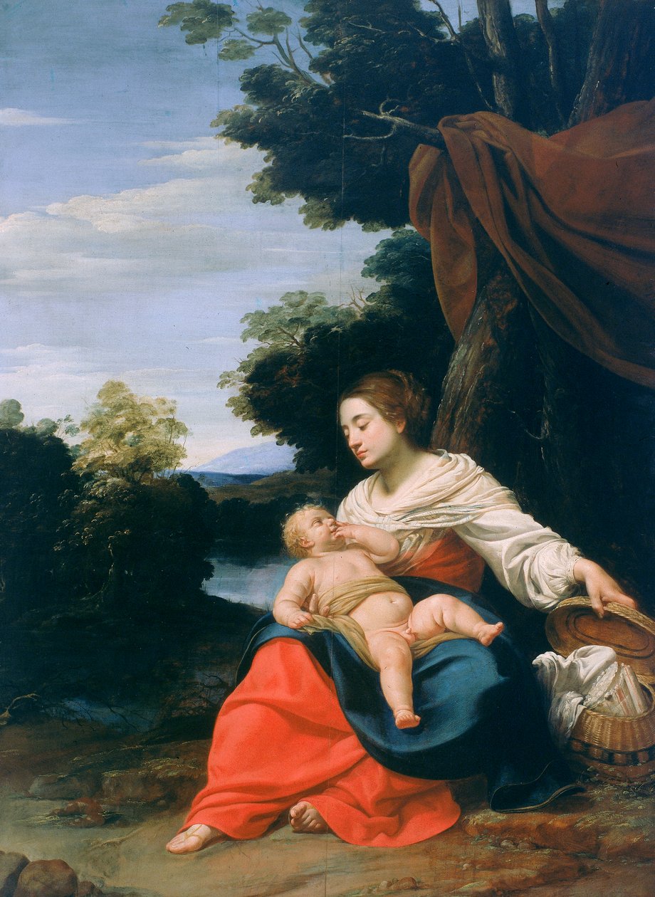 Madonna og barn, kjent som Madonna della Cesta (kurvens madonna) av Simon Vouet