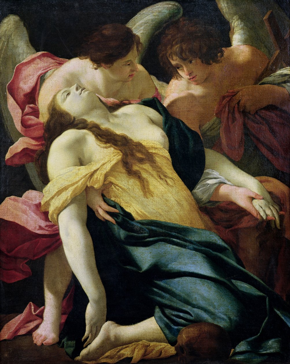 Maria Magdalena båret av engler av Simon Vouet