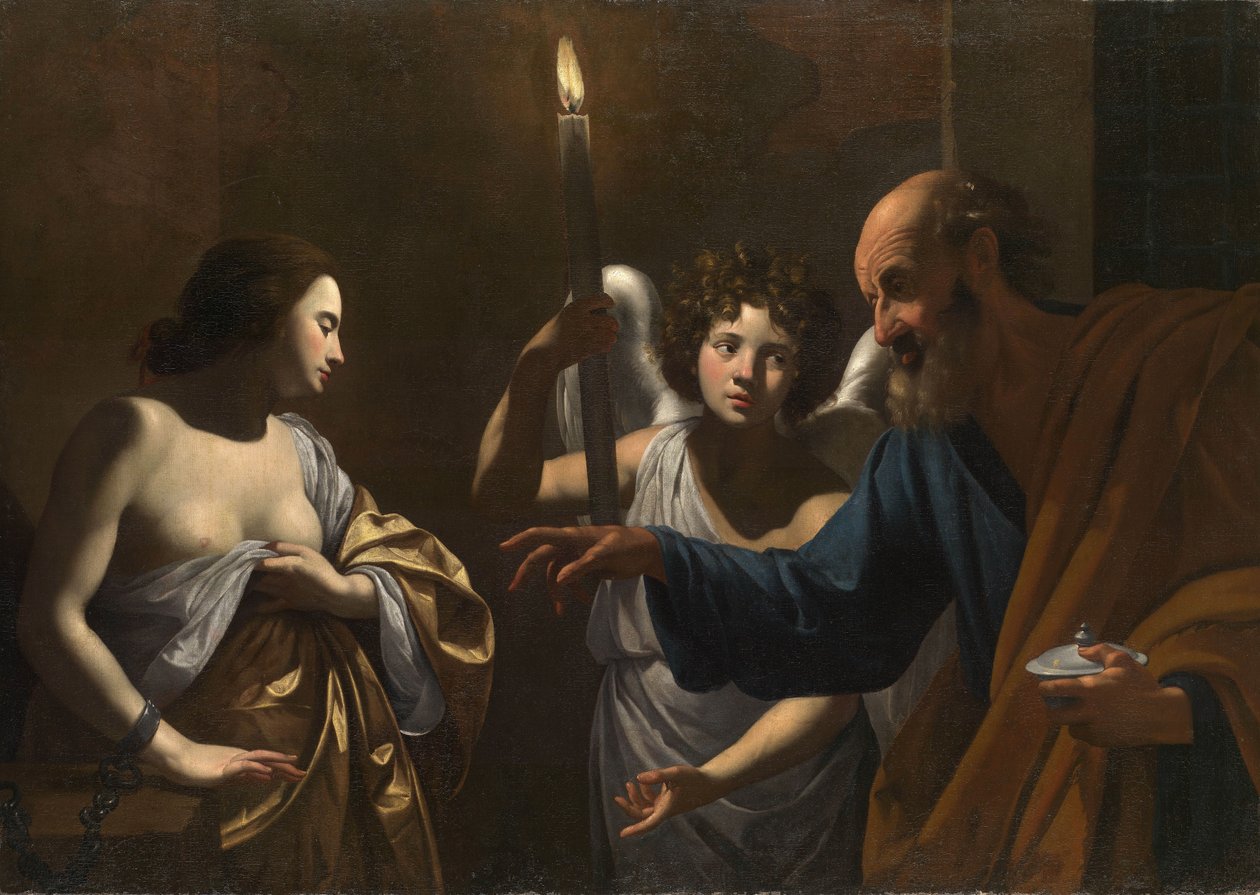 Saint Peter besøker Saint Agatha i fengsel av Simon Vouet