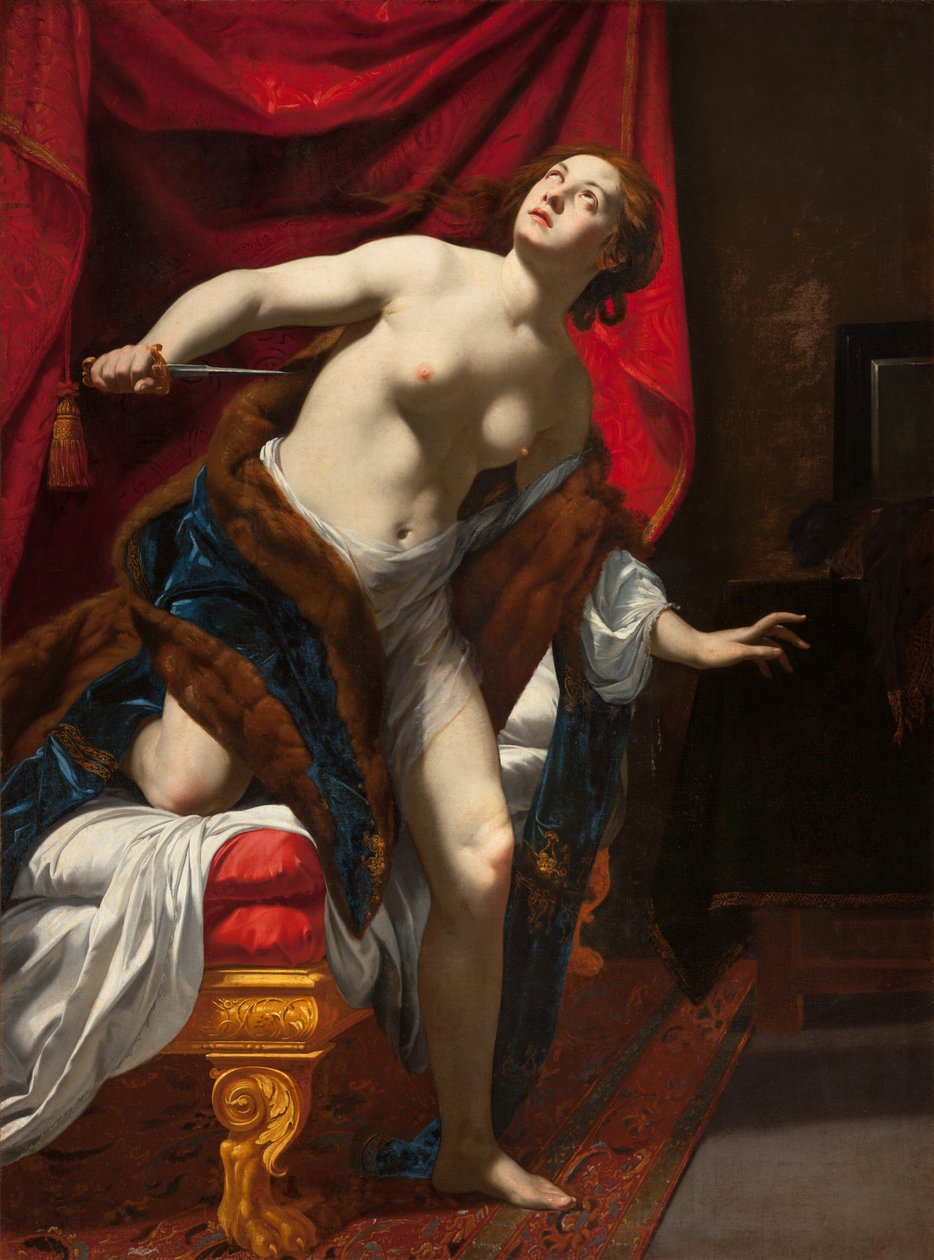 Selvmord av Lucrece, ca. 1625 av Simon Vouet