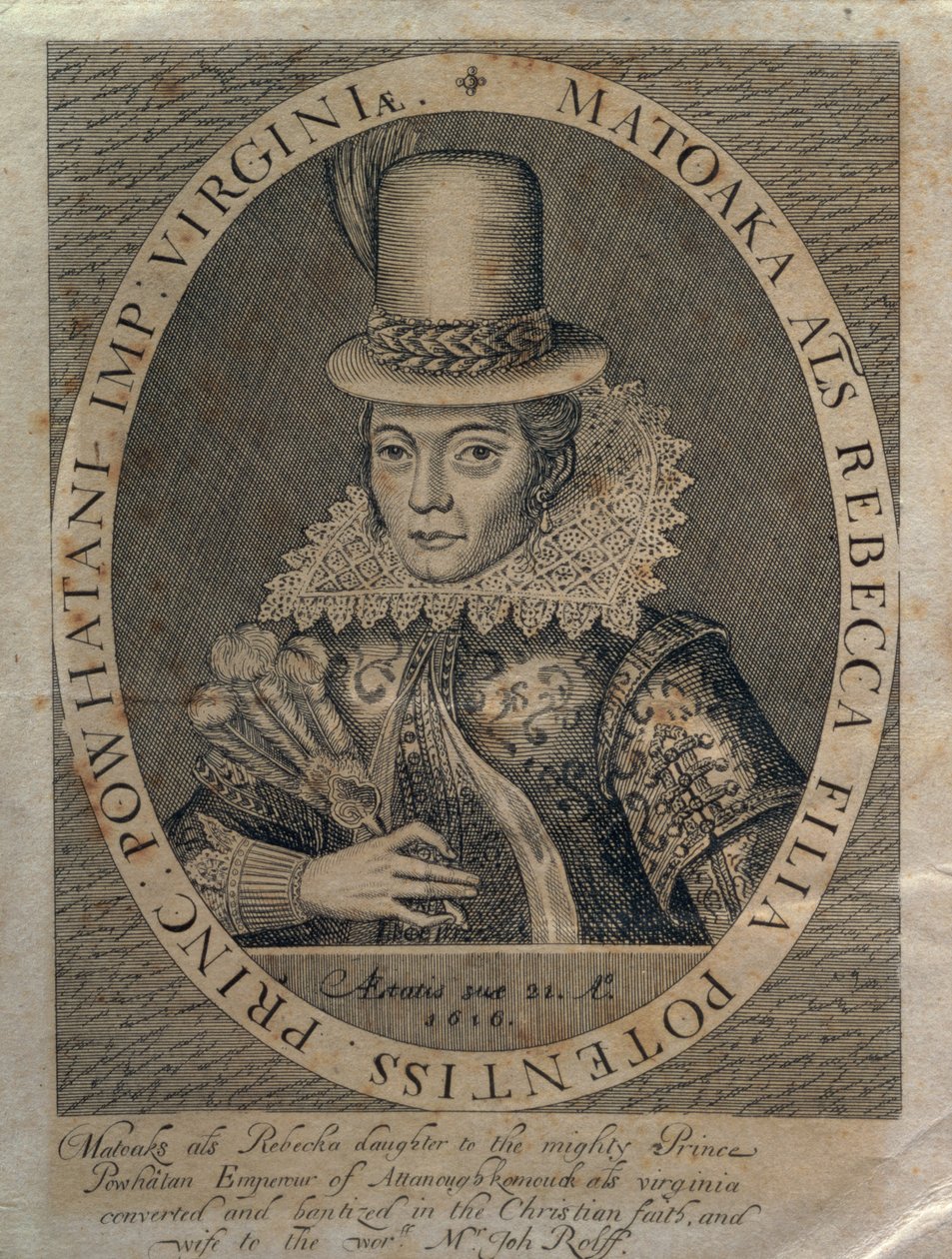 Pocahontas (1595–1617) 1616 av Simon de Passe