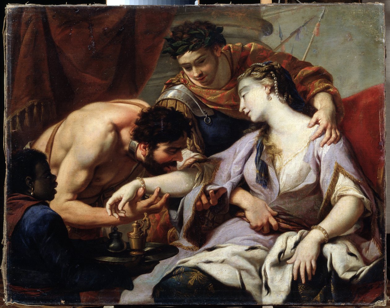 Dronning og Slave. Maleri fra skolen til Simon Vouet (1590-1649). Olje på lerret av Simon (circle of) Vouet