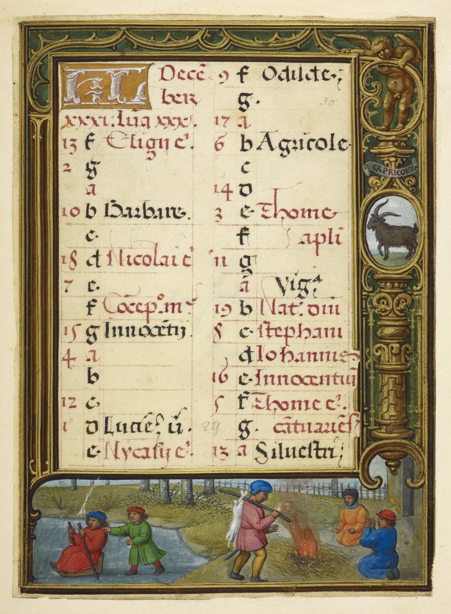 Kalenderside for desember, illustrasjon fra 