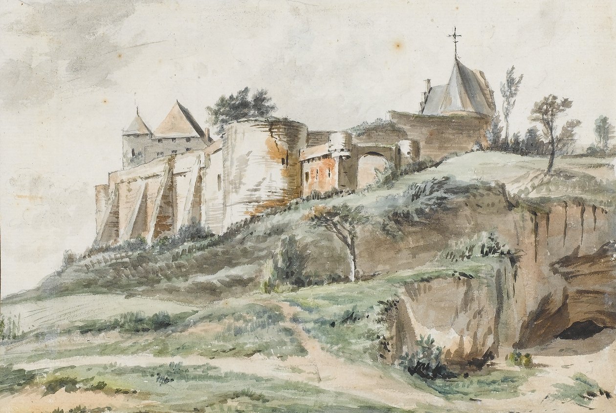 Utsikt over Keizersberg slott, Leuven, 1782 av Simon Alexandre Clément Denis