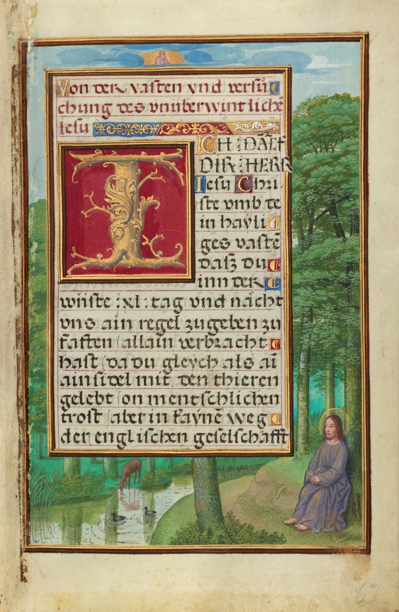 Rand mit Christus in der Wüste av Simon Bening