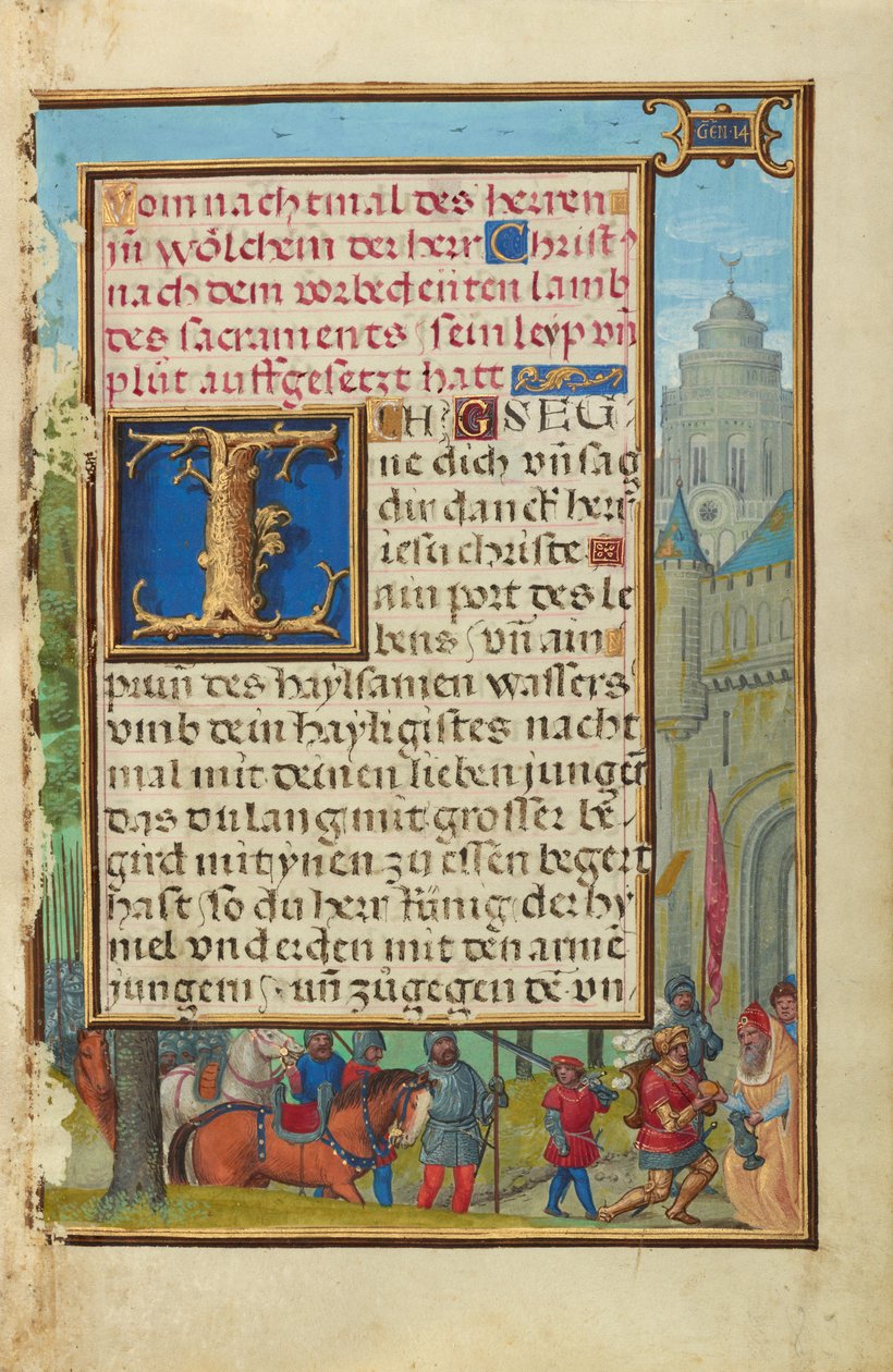 Grenze mit dem Treffen von Abraham und Melchisedek av Simon Bening