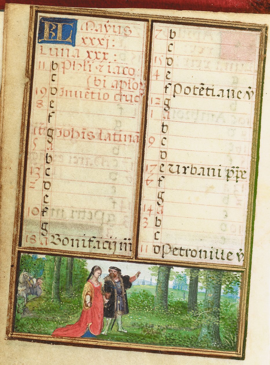 Folio fra en miniatyr Time Book, bruk av Roma, Brugge av Simon Bening