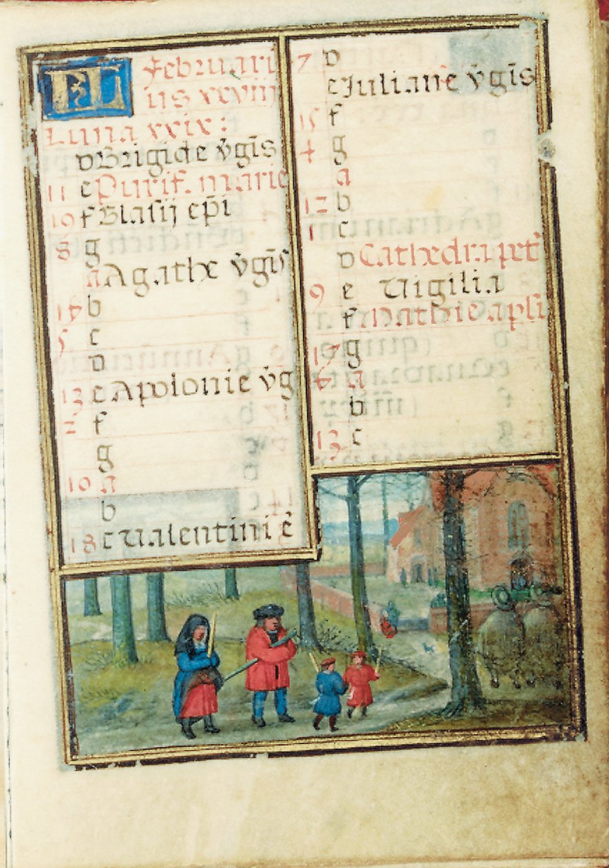 Folio fra en miniatyr Time Book, bruk av Roma, Brugge, 1530-35 av Simon Bening