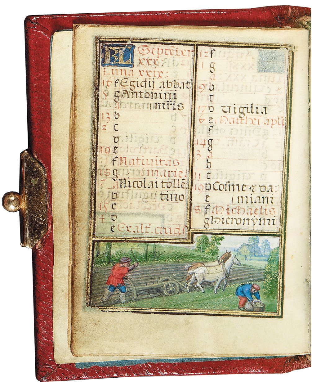 Folio fra en miniatyr Time Book, bruk av Roma, Brugge, 1530-35 av Simon Bening
