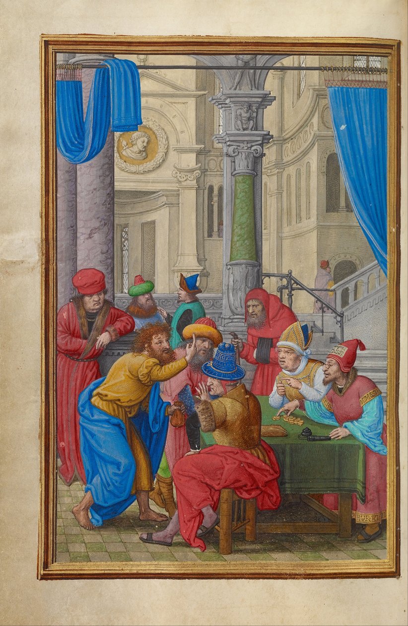 Judas mottar de tretti sølvstykkene av Simon Bening