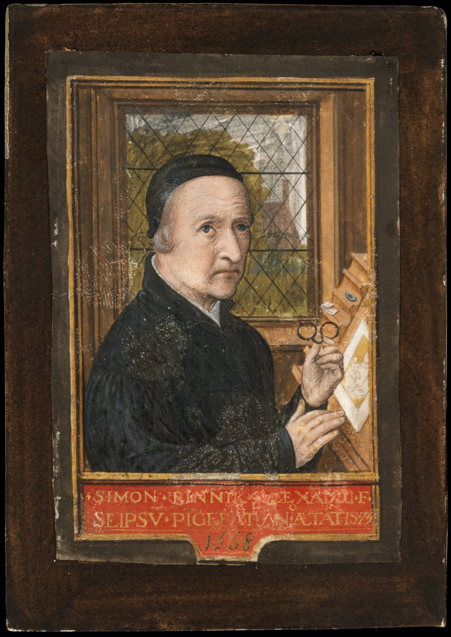 Selvportrett, 1558 (tempera og bladgull på pergament) av Simon Bening