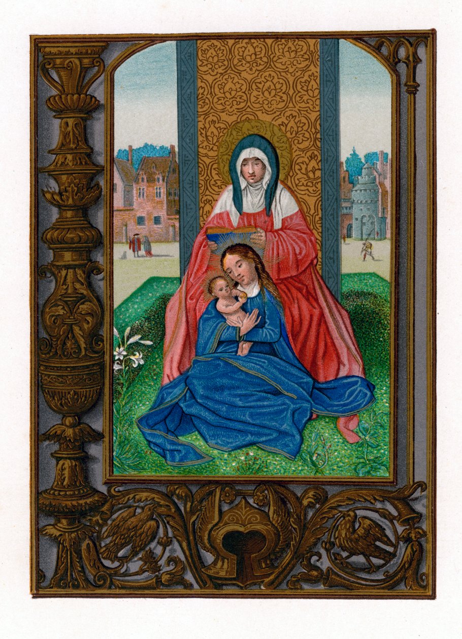 St Anne med jomfruen og barnet, 1516-1529 av Simon Bening