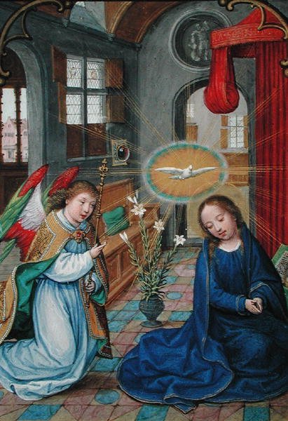 W.99 fol.16r Bebudelsen av Jomfru Maria, fra 