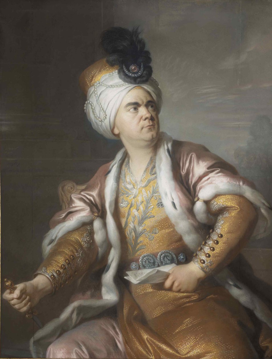Skuespilleren Lekain 1729-1778 som Orosmane i tragedien Zaïre av Voltaire, 1767. av Simon Bernard Lenoir
